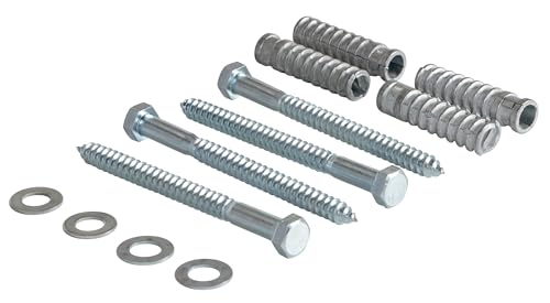 Vestil CS-33-KIT-4 Plastic Car Stop Concrete Hardware Kit with 4 Mounting Holes,Silver