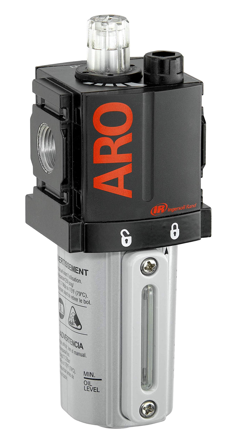 ARO Ingersoll Rand ARO L36121-100-VS Air Line Lubricator, 1/4" NPT - 150 psi Max Inlet, Black/Gray
