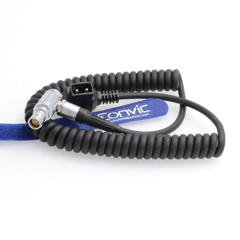 Eonvic D-Tap to Right Angle Female 1B 6Pin(4+2) Power Coiled Cable for RED Scarlet Epic DSMC Camera from V-Mount or Gold Mount Battery