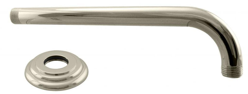 Westbrass D3700-1-05 1/2" IPS x 10" IPS Wall Mount 90-Degree Rain Shower Arm with Flange, Polished Nickel