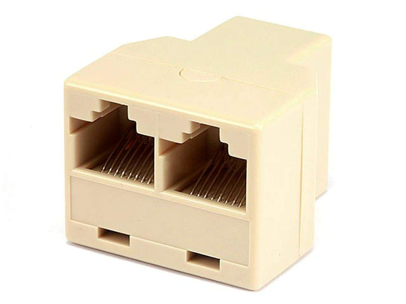 Monoprice RJ45 Modular T-Adapter - RJ45 Splitter, 8P8C, 1x Female to 2x Female, Straight, Beige 1 Count (Pack of 1)