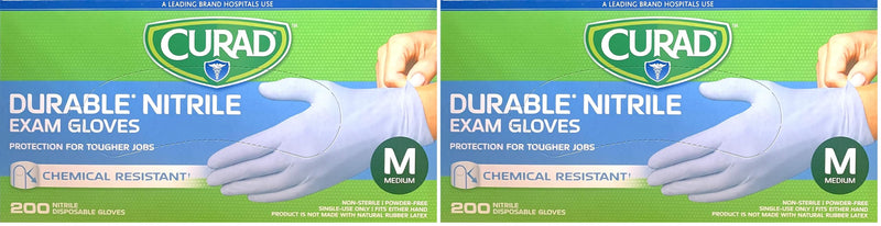 Curad Nitrile Powder-Free Exam Gloves 200 Medium Medium (Pack of 2)
