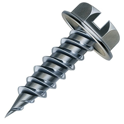 Malco 8X1/2 Zip-in Self-Piercing Screws | 1/4" Slotted Hex Washer Head Sheet Metal Screws | Fast & Easy Piercing | Zinc Plated (1000 Count)