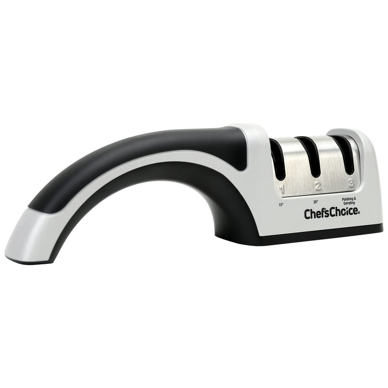 Chef'sChoice Manual Knife Sharpeners for 15- and 20-Degree Straight-Edge and Serrated Knives with Diamond Abrasives Precise Angle Control & Compact Footprint, 2-Stage, Gray