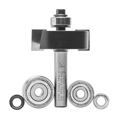 ENT Rebate Cutter Set TC Shank (C) 8 mm, Diameter (A) 34,9 mm, B 12,7 mm, D 32 mm, with Ball Bearing