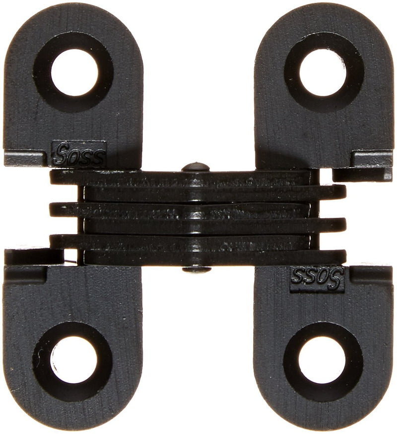 SOSS - 103CUS19 103 Zinc Invisible Hinge with Holes for Wood or Metal Applications, Mortise Mounting, Black E-Coat Exterior Finish (Pack of 2) #6 x 1 inches