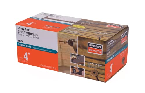 Simpson Strong-Tie SDWS22400DB-R50 Strong-Drive SDWS Timber Screws (Exterior Grade), 0.220 Inch x 4 Inch, Double-Barrier Coated, Washer Head, Sawtooth Point, Tan (Pack of 50) Pack of 1