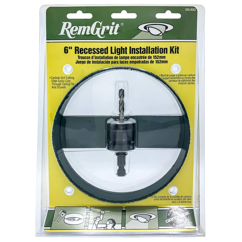 Disston E0101682 6-3/8” Clamshelled RemGrit Carbide Grit Recessed Light Installation Kits 152mm 6-3/8" Hole Saw