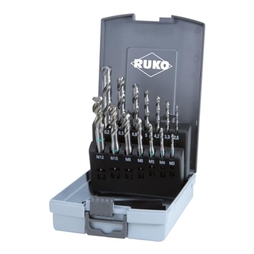 Ruko 245049RO Tap Drill Bit Set 14-Piece HSS DIN 371 / 376