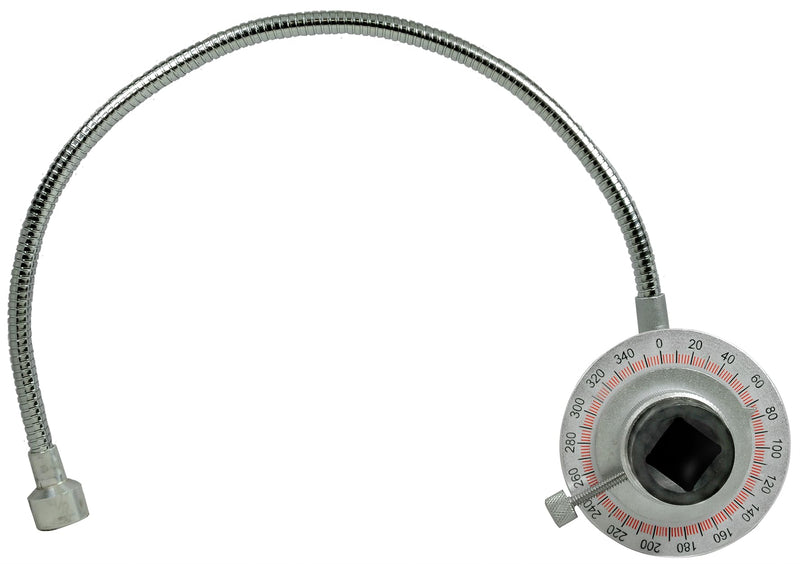 SW-Stahl 03916L Rotating Angle Gauge 1/2 Inch - Measuring Disc 0° - 360° | Angle measuring device for cylinder head screws, magnetic with 12.5 mm drive square, up to 280 Nm, 490 mm length