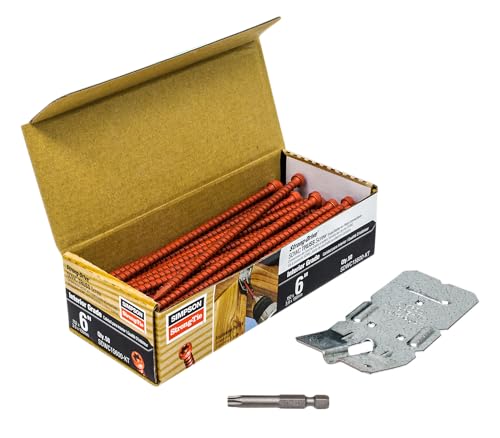 Simpson Strong-Tie SDWC15600-KT Strong-Drive SDWC Truss Screw - 6" Interior Wood Screws, Clear Zinc with Orange Topcoat, (Truss Kit Includes 50 Screws, 1 Bit, 1 Guide) .152 x 6-Inch