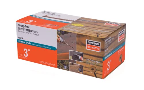 Simpson Strong-Tie SDWS22300DB-R50 Strong-Drive SDWS Timber Screws (Exterior Grade), 0.220 Inch x 3 Inch, Double-Barrier Coated, Washer Head, Sawtooth Point, Tan (Pack of 50) 3-Inch