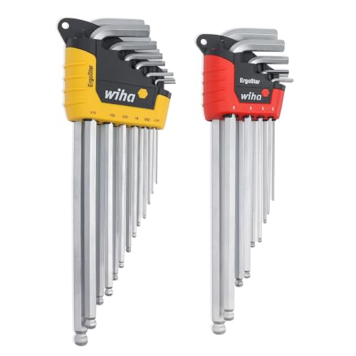 Wiha 22 Piece ErgoStar Ball End Hex L-Key Set, Allen Wrench Set Hex L-Key Inch & Metric ErgoStar Set, 22 piece