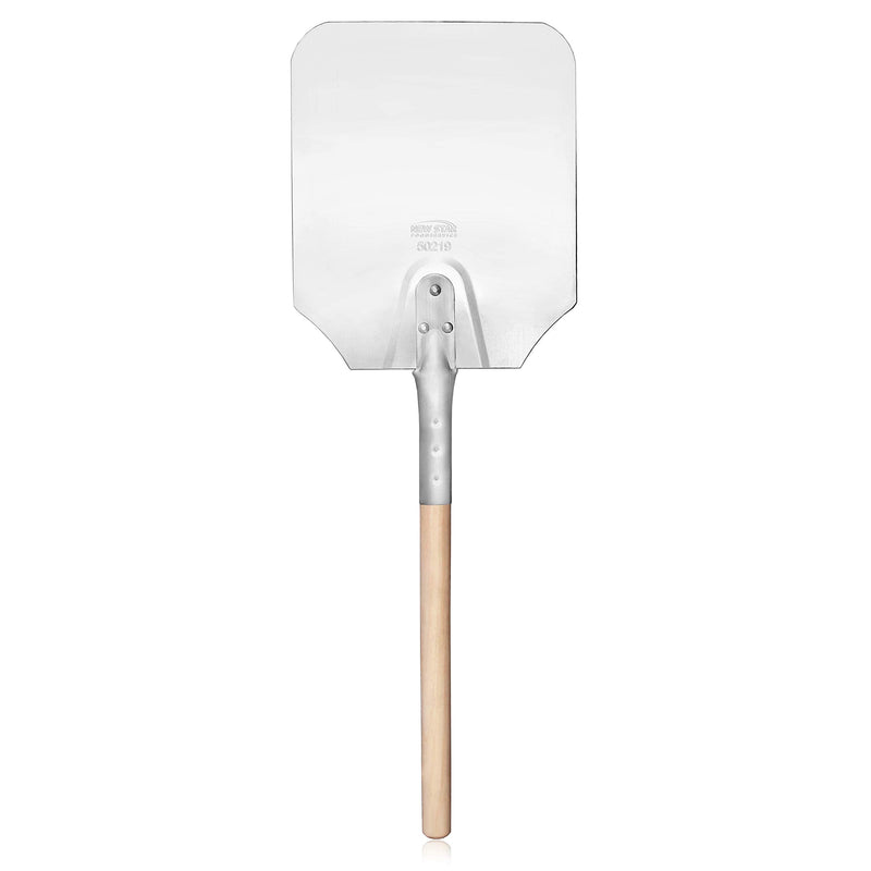 New Star Foodservice 50219 Aluminum Pizza Peel, Wooden Handle, 9 x 11 inch Blade, 26 inch overall 9" x 11" x 26"