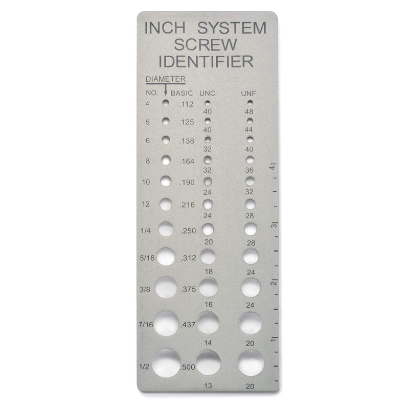 Screw Chek'r SAE/Inch Screw Checker (No. 4 to 1/2) 1/8 Inch Heavy Gauge Steel Screw Checker, Made In USA
