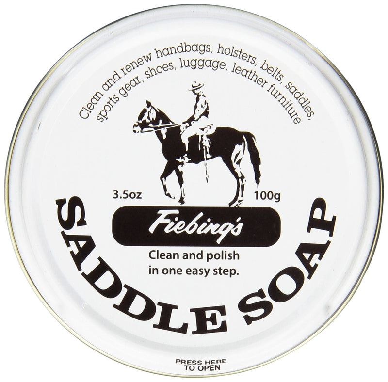 Fiebing's White Saddle Soap for Leather (3.5 oz Tin) - Leather Cleaner & Conditioner to Soften & Protect Leathercraft, Car Seat, Couch, Shoe & Saddles