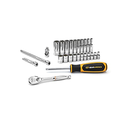 GEARWRENCH 26 Pc. 1/4" Drive 12 Pt. Standard Mechanics Tool Set, SAE - 80313 One Size
