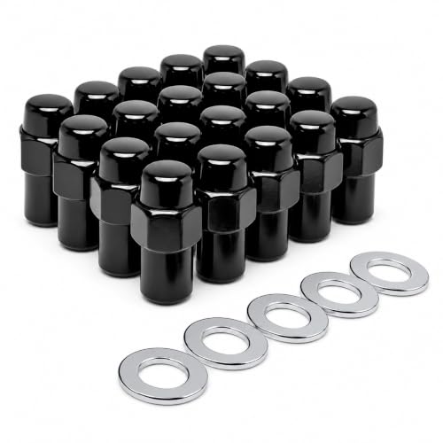 Cragar Standard Mag Lug Nut 1/2"-20 Black with Chrome Center Washer Set of 20 Pcs 1/2"