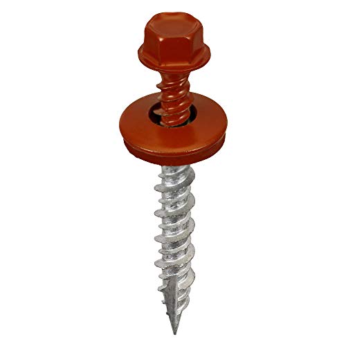 Acorn Metal-Wood Roofing Screws #9 x 1.5, Barn Red, Bag of 250 Pieces #9 x 1.5"