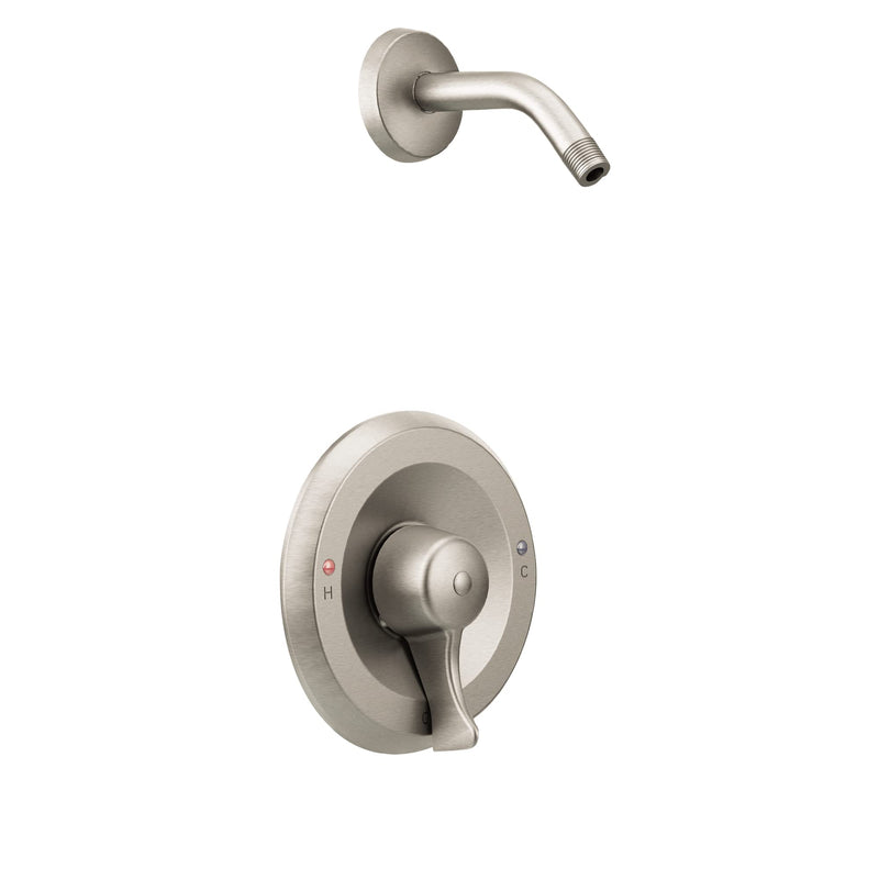 Moen Commercial M-DURA Classic Brushed Nickel PosiTemp Shower Trim Kit Featuring Lever Handle and Shower Arm, without Showerhead, Valve Required, T8375NHCBN 0.5