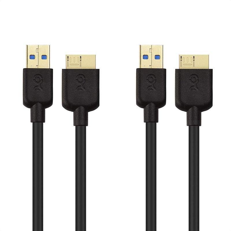 Cable Matters 2-Pack Short Micro USB 3.0 Cable 3 ft (External Hard Drive Cable, USB to USB Micro B Cable) in Black 3 Feet