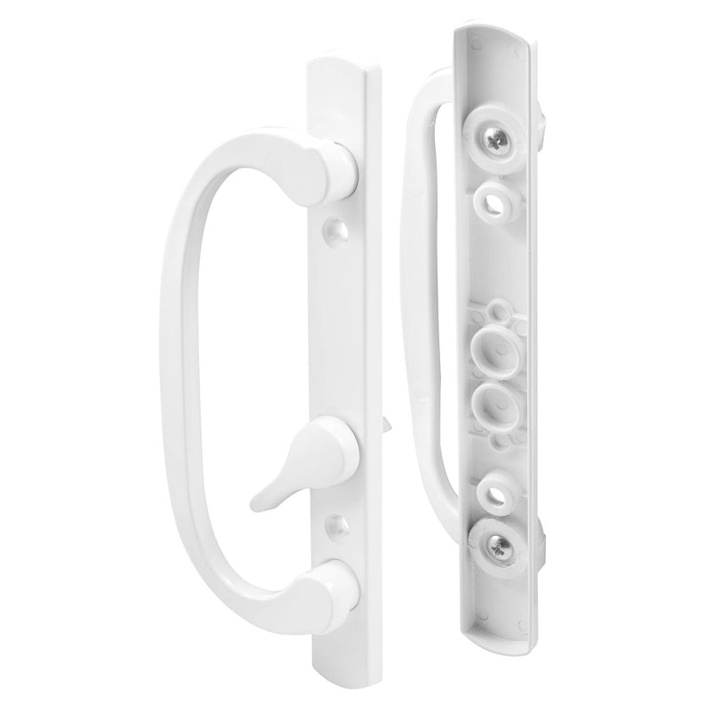 Prime-Line C 1280 Mortise Style Sliding Patio Door Handle Set - Replace Old or Damaged Door Handles Quickly and Easily – White Diecast, Non-Keyed, Fits 3-15/16 In. Hole Spacing (1 Set) off-set