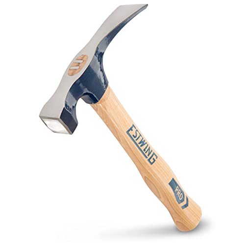 ESTWING Bricklayer's/Mason's Hammer - 21 oz USA Made Masonry Tool with Forged Steel Head & Hickory Wood Handle - EW6-21BL Short Handle