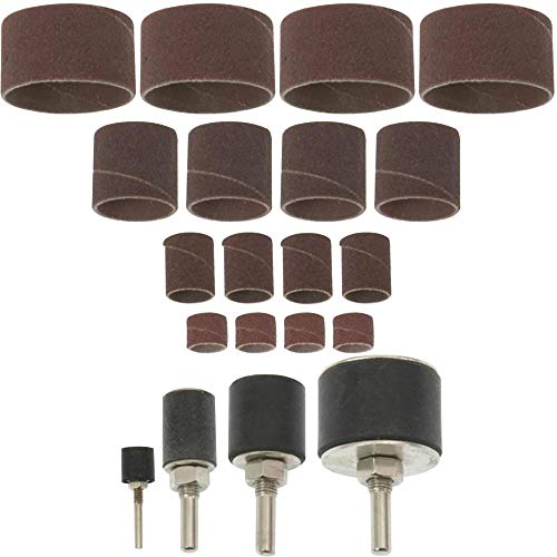 20-Piece Set: 4x Sanding Rollers 1/2 Inch 3/4 Inch 1 Inch 1.5 Inch with 16 Sanding Rollers K80 + K120