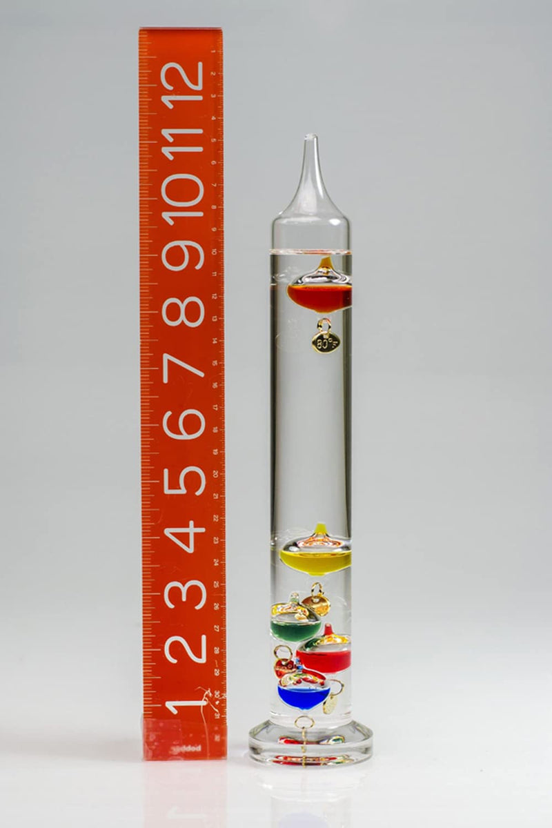 SP Bel-Art H-B DURAC Galileo Glass Temperature Display, 11-Inch Clear Tube with 5 Floating Spheres, Accurate Indoor Scientific Thermometer for Physics Décor 11" Height, 64°F to 80°F