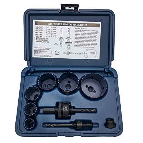 Disston E0103114 Boxed Blu-MOL Bi-Metal Hole Saw Kits, 9-Piece Electrician's Kit