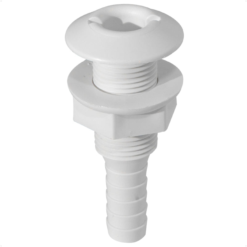Five Oceans 1/2-Inch Thru-Hull Fittings for Boat, White Injection Molded Polypropylene, Barbed, Resist Harsh Conditions - FO1866 Straight – 1/2" Hose