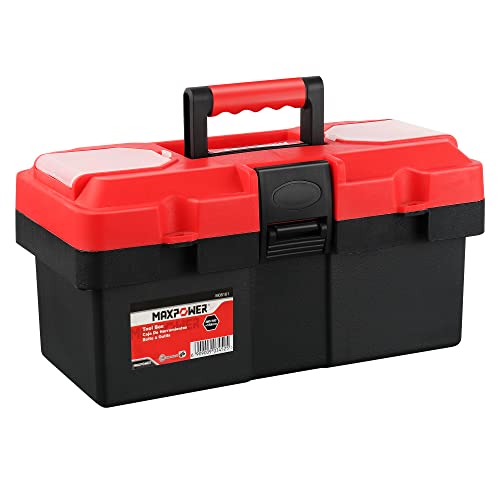 MAXPOWER Small Tool Box, 14-inch Plastic Tool Boxes with Handle 14” 14" red