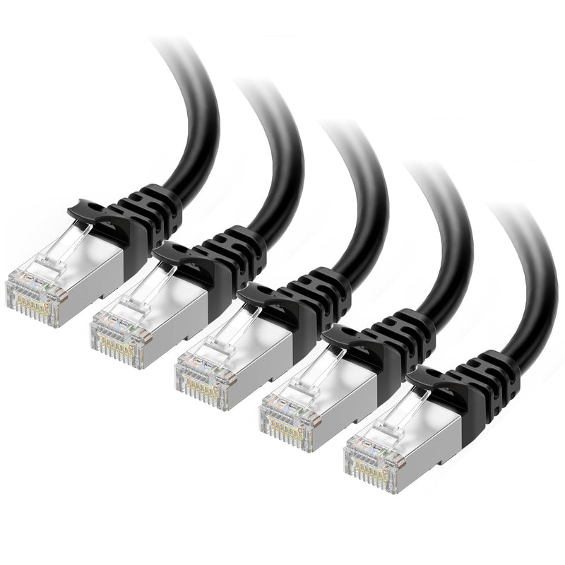 Cable Matters 10Gbps 5-Pack Snagless Shielded Cat 6A Ethernet Cable - 14ft, Cat 6A Cable, Cat6A Cord, Ethernet Cord, Black 14 ft