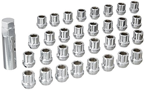 14X1.5 Open Bulge Acorn Spline Lug Nuts 0.85" 8 Lug Install Kit Chrome