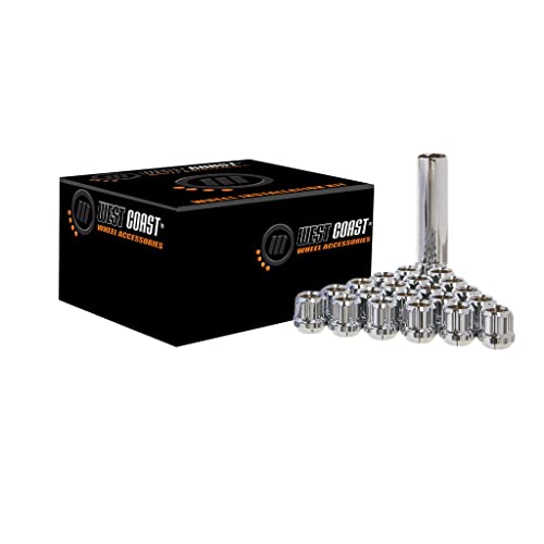 West Coast Wheel Accessories 9/16" Open Bulge Acorn Spline Lug Nuts 0.85" 5 Lug Install Kit Chrome
