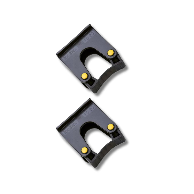 x2 Black Tool Storage Holder Grips Suitable For The Toolflex Wall Rack System Organiser (15 – 20mm)