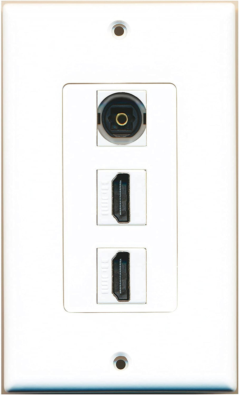 RiteAV - 1 Toslink Digital Audio Port and 2 HDMI Port Wall Plate Decorative White