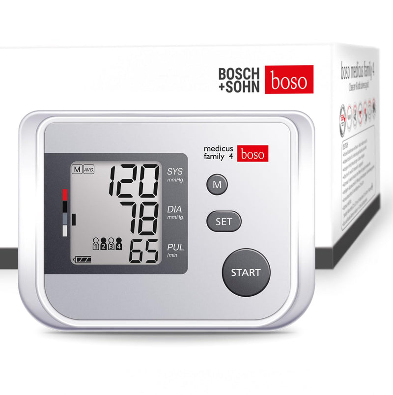 Boso Medicus Family 4/Partner & Family Blood Pressure Monitor with 4 Store, Large Display and Arrhythmia Detection with Universal Cuff (22 – 42 cm)
