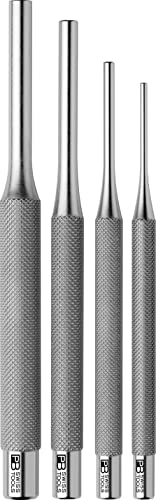PB Swiss Tools Safety Pin Punch Set PB 873 | 100% Swiss Made | 4-piece knurled Drift Punch Set for Safe Drift Punching of Rivets, Pins, Bolts or Connecting Elements