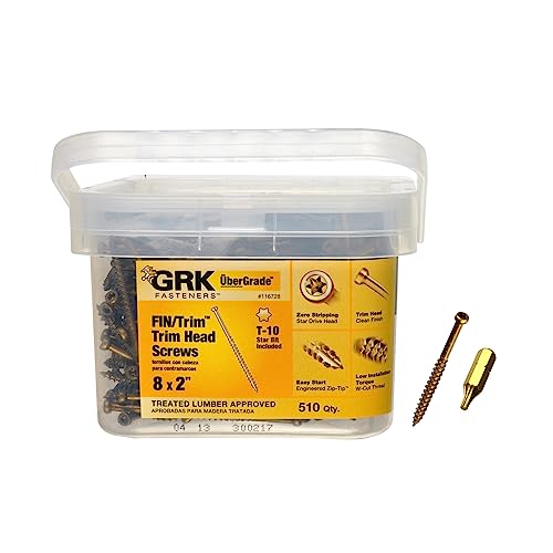 GRK Fasteners 116728 FIN/Trim #8 x 2 Screws 510CT, Gold #8 x 2" 510