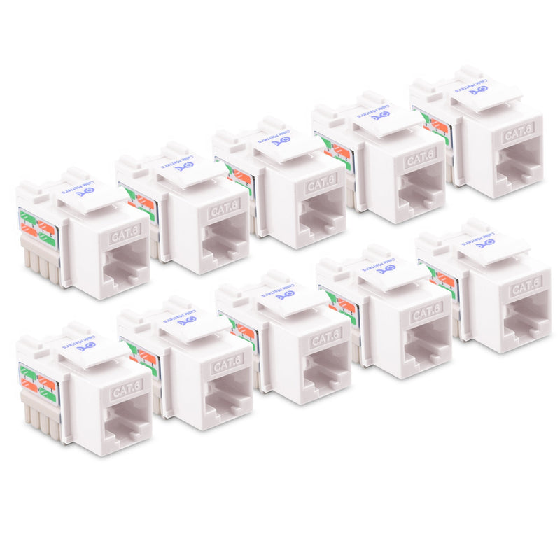 Cable Matters UL Listed 10-Pack RJ45 Keystone Jack, Cat6 Keystone Jacks in White 10-pk
