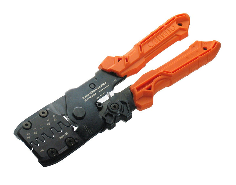 Precision Universal Crimping Tool with Inter-Changeable die Plates (Size L) Handy Crimp Tool. Made in Japan. ENGINEER pad-13, Orange PAD-13 (large dies)
