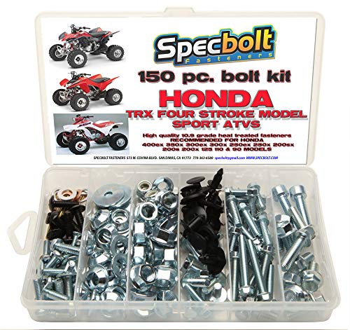 150pc Specbolt Honda 400EX & 250EX Bolt Kit for Maintenance OEM Spec Fasteners Quad TRX400EX TRX250X aslo Great for ATC & TRX 350x 300ex 300x 250ex 250x 200sx 200s 200x 125cc 110cc & TRX90 Models