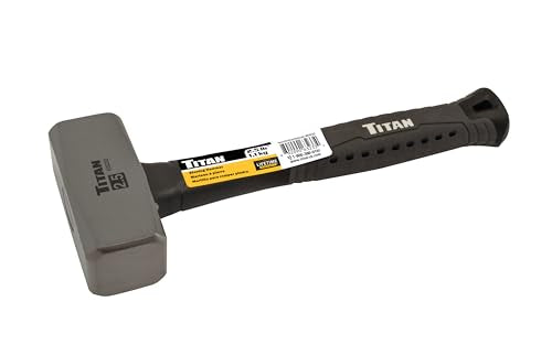 Titan 63233 2.5lb Drilling Hammer, Forged Steel Head, Sledge Hammer with 11" Shock Absorbing Fiberglass Handle with Textured Grip 2.5 lb