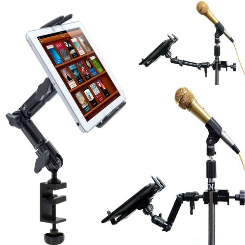 ChargerCity Heavy Duty 4-Way Adjust Aluminum Alloy Pole/Bar Cymbal Mic Microphone Stand Podium Tablet Holder Clamp Mount for iPad Pro Air Mini Galaxy Tab Surface Book Pro Pixel