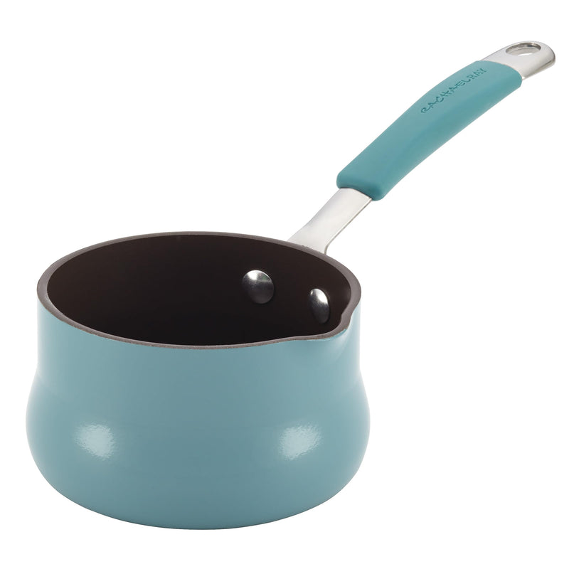 Rachael Ray Cucina Nonstick Butter Warmer, Hard Porcelain Enamel Aluminum, 0.75-Quart, Agave Blue - 16346 0.8 Quarts