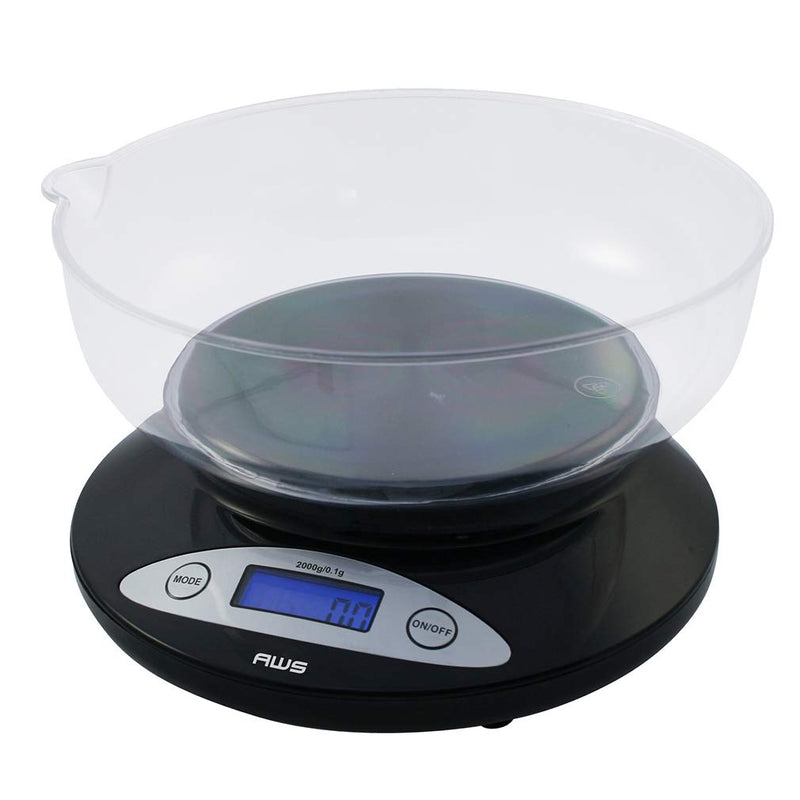 American Weigh Scales Precision Digital Kitchen Food Weight Scale with Removable Bowl Backlit LCD Display2000g x 0.1G(Black) Black