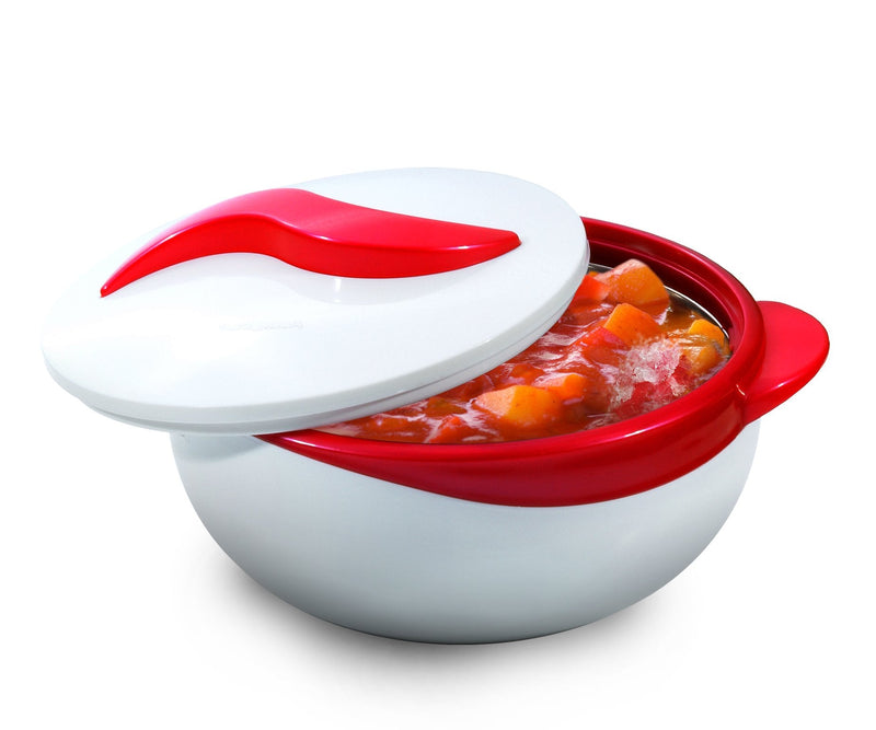 Pinnacle Insulated Casserole Dish with Lid 2.6 qt. Hot Pot Food Warmer/Cooler –Great Thermal Soup/Salad Serving Bowl- Stainless Steel Hot Food Container–Best Gift Set for Moms –Holidays Red/white
