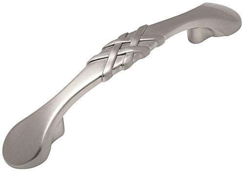 Cosmas 10 Pack 7063SN Satin Nickel Braided Cabinet Hardware Handle Pull - 3" Inch (76mm) Hole Centers