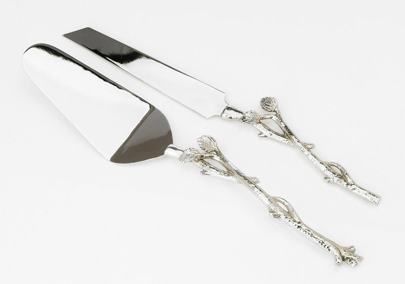 Classic Touch MIS502N Hammered Stainless Steel Cake Servers